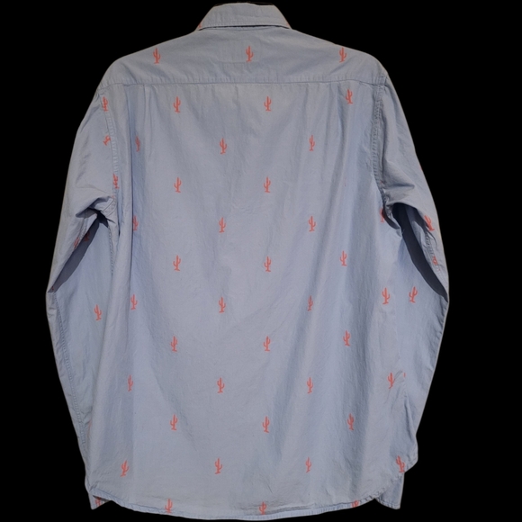 Bonobos Long Sleeve Button Front Shirt Blue Pink Cactus Slim Fit Medium - Picture 3 of 4